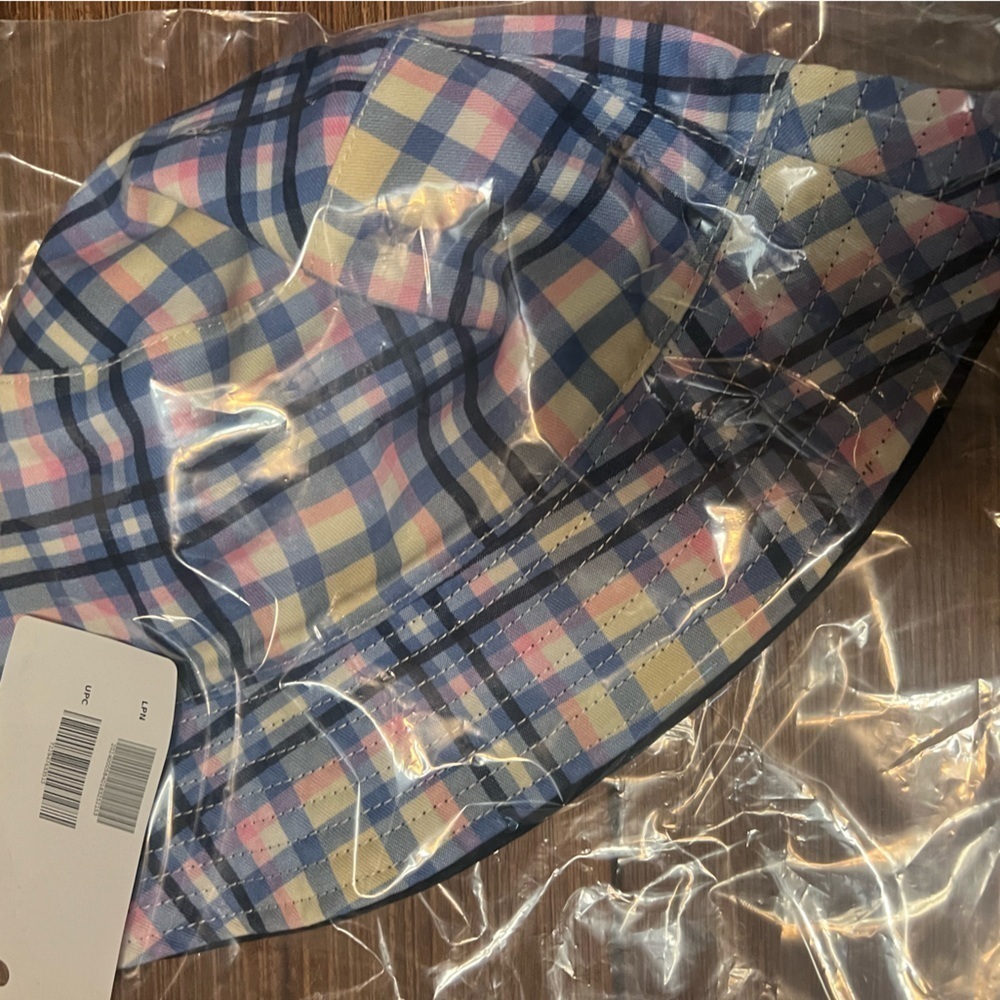 🆕kate spade new york♠️ Reversible Garden Plaid Cotton Bucket Hat::Sapphire Blue - Picture 5 of 5